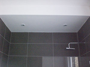 Newly plastered bathroom ceiling in Clapham SW11 has been sealed & painted white.