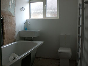 Rendered, skimmed bathroom - SW20 (London, West Wimbledon)